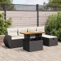 Set sofás jardín y cojines 6 pzas ratán sintético acacia negro
