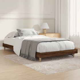 Oak brown engineered wood bed frame 100x200 cm by vidaXL, Beds and slatted bases - Ref: Foro24-832060, Price: 81,52 €, Discou...