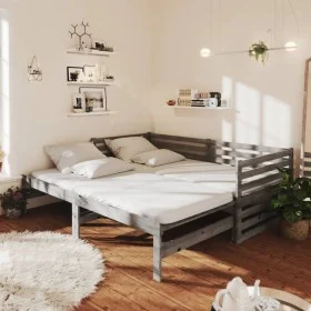 Removable sofa bed solid gray pine wood 2x(90x200) cm by vidaXL, Beds and slatted bases - Ref: Foro24-806967, Price: 209,61 €...