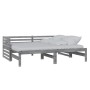 Removable sofa bed solid gray pine wood 2x(90x200) cm by vidaXL, Beds and slatted bases - Ref: Foro24-806967, Price: 212,39 €...