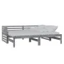 Sofá cama extraíble madera maciza de pino gris 2x(90x200) cm de vidaXL, Camas y somieres - Ref: Foro24-806967, Precio: 209,57...