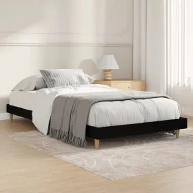 Black engineered wood bed frame 90x200 cm by vidaXL, Beds and slatted bases - Ref: Foro24-832062, Price: 72,91 €, Discount: %
