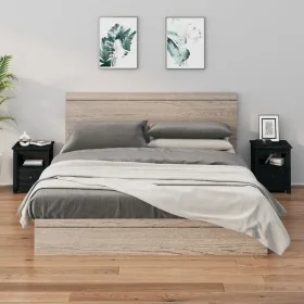 Nachttische 2 Stück aus massivem schwarzem Kiefernholz 40x35x49 cm von vidaXL, Nachttische - Ref: Foro24-813718, Preis: 70,72...