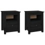 Mesitas de noche 2 uds madera maciza de pino negra 40x35x49 cm de vidaXL, Mesitas de noche - Ref: Foro24-813718, Precio: 71,35 €
