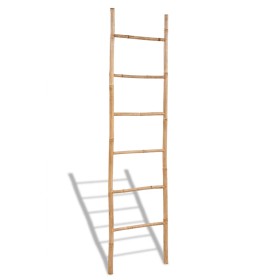 Escalera para toallas con 6 peldaños de bambú de vidaXL, Toalleros - Ref: Foro24-41496, Precio: 36,18 €, Descuento: %