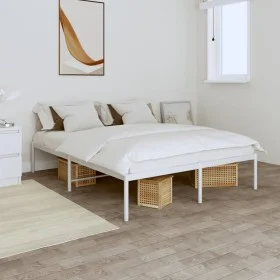 White metal bed frame 160x200 cm by vidaXL, Beds and slatted bases - Ref: Foro24-350916, Price: 104,87 €, Discount: %