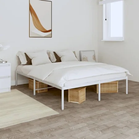 Estructura de cama de metal blanca 160x200 cm de vidaXL, Camas y somieres - Ref: Foro24-350916, Precio: 105,11 €, Descuento: %