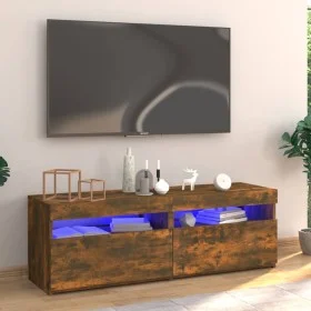 Mueble de TV con luces LED roble ahumado 120x35x40 cm de vidaXL, Muebles TV - Ref: Foro24-815672, Precio: 75,09 €, Descuento: %