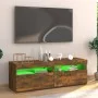 TV cabinet with LED lights smoked oak 120x35x40 cm by vidaXL, TV Furniture - Ref: Foro24-815672, Price: 75,09 €, Discount: %