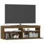 TV cabinet with LED lights smoked oak 120x35x40 cm by vidaXL, TV Furniture - Ref: Foro24-815672, Price: 75,09 €, Discount: %