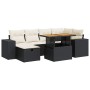 Set sofás jardín y cojines 8 pzas ratán sintético acacia negro