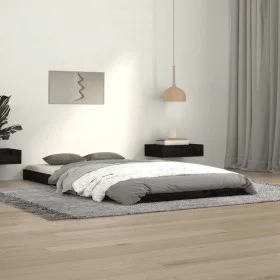 Solid black pine wood bed frame 100x200 cm by vidaXL, Beds and slatted bases - Ref: Foro24-823458, Price: 85,09 €, Discount: %