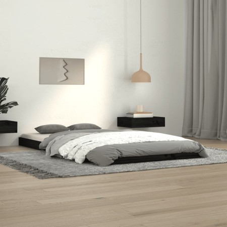 Solid black pine wood bed frame 100x200 cm by vidaXL, Beds and slatted bases - Ref: Foro24-823458, Price: 86,12 €, Discount: %