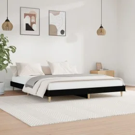 Black engineered wood bed frame 120x200 cm by vidaXL, Beds and slatted bases - Ref: Foro24-832046, Price: 110,34 €, Discount: %