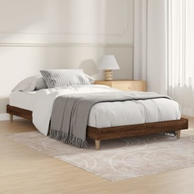 Brown oak engineered wood bed frame 90x200 cm by vidaXL, Beds and slatted bases - Ref: Foro24-832068, Price: 76,05 €, Discoun...