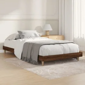 Brown oak engineered wood bed frame 90x200 cm by vidaXL, Beds and slatted bases - Ref: Foro24-832068, Price: 74,92 €, Discoun...