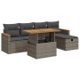 Set de muebles de jardín 6 pzas y cojines ratán sintético gris