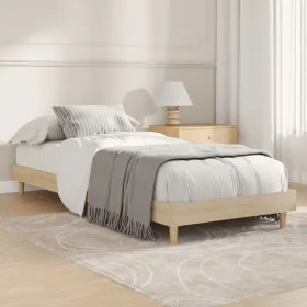 Sonoma oak engineered wood bed frame 75x190 cm by vidaXL, Beds and slatted bases - Ref: Foro24-832104, Price: 73,21 €, Discou...