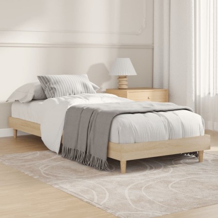 Estructura de cama madera de ingeniería roble Sonoma 75x190 cm de vidaXL, Camas y somieres - Ref: Foro24-832104, Precio: 76,97 €