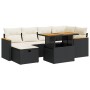 Set de sofás de jardín y cojines 8 piezas ratán sintético negro