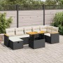 Set de muebles de jardín 5 pzas y cojines ratán sintético negro