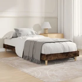 Smoke oak engineered wood bed frame 75x190 cm by vidaXL, Beds and slatted bases - Ref: Foro24-832106, Price: 74,11 €, Discoun...