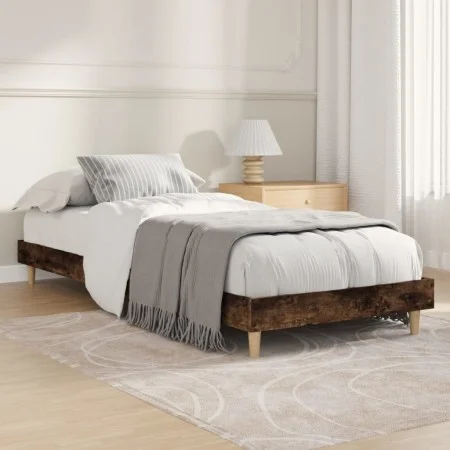 Estructura de cama madera de ingeniería roble humo 75x190 cm de vidaXL, Camas y somieres - Ref: Foro24-832106, Precio: 74,11 ...