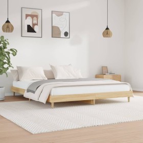 Sonoma oak engineered wood bed frame 120x200 cm by vidaXL, Beds and slatted bases - Ref: Foro24-832048, Price: 93,04 €, Disco...