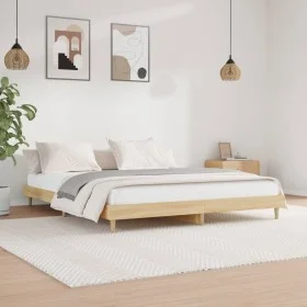 Sonoma oak engineered wood bed frame 120x200 cm by vidaXL, Beds and slatted bases - Ref: Foro24-832048, Price: 87,89 €, Disco...