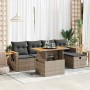 Set de muebles de jardín 6 pzas y cojines ratán sintético gris