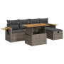 Set de muebles de jardín 6 pzas y cojines ratán sintético gris