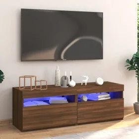 TV stand with LED lights in brown oak, 120x35x40 cm. by vidaXL, TV Furniture - Ref: Foro24-815674, Price: 75,79 €, Discount: %