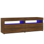 Mueble de TV con luces LED marrón roble 120x35x40 cm de vidaXL, Muebles TV - Ref: Foro24-815674, Precio: 76,79 €