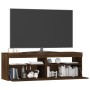 TV-Möbel mit LED-Leuchten, braune Eiche 120x35x40 cm von vidaXL, TV-Möbel - Ref: Foro24-815674, Preis: 76,79 €, Rabatt: %
