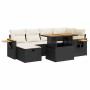 Set de sofás de jardín y cojines 8 piezas ratán sintético negro