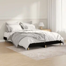 Black engineered wood bed frame 140x190 cm by vidaXL, Beds and slatted bases - Ref: Foro24-832070, Price: 111,93 €, Discount: %