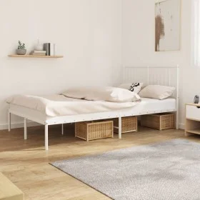 Bettgestell aus Metall mit weißem Kopfteil 120x190 cm von vidaXL, Betten und Lattenroste - Ref: Foro24-350928, Preis: 100,43 ...