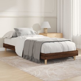 Estructura de cama madera de ingeniería roble marrón 75x190 cm de vidaXL, Camas y somieres - Ref: Foro24-832108, Precio: 75,3...