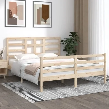 Solid wood bed frame 160x200 cm by vidaXL, Beds and slatted bases - Ref: Foro24-3105870, Price: 136,51 €, Discount: %