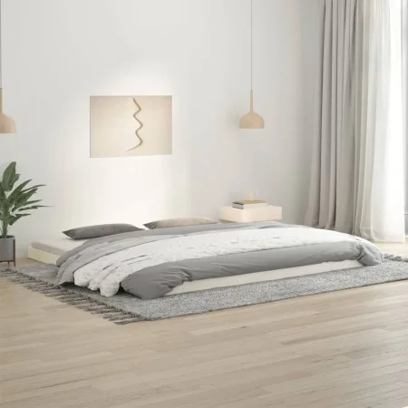 Massives Bettgestell aus weißem Kiefernholz, 200 x 200 cm von vidaXL, Betten und Lattenroste - Ref: Foro24-823425, Preis: 108...