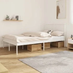 Metal bed frame with white headboard 120x200 cm by vidaXL, Beds and slatted bases - Ref: Foro24-350929, Price: 79,64 €, Disco...
