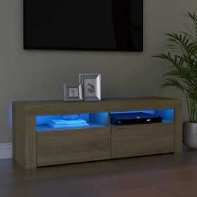 Mueble de TV con luces LED roble Sonoma 120x35x40 cm de vidaXL, Muebles TV - Ref: Foro24-804313, Precio: 78,87 €, Descuento: %