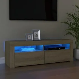 TV cabinet with LED lights Sonoma oak 120x35x40 cm by vidaXL, TV Furniture - Ref: Foro24-804313, Price: 77,28 €, Discount: %