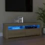 Mueble de TV con luces LED roble Sonoma 120x35x40 cm de vidaXL, Muebles TV - Ref: Foro24-804313, Precio: 77,28 €, Descuento: %