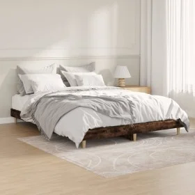 Smoked oak engineered wood bed frame 140x190cm by vidaXL, Beds and slatted bases - Ref: Foro24-832074, Price: 112,88 €, Disco...
