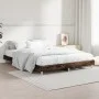 Smoked oak engineered wood bed frame 140x190cm by vidaXL, Beds and slatted bases - Ref: Foro24-832074, Price: 112,88 €, Disco...