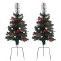 Árboles de Navidad de camino con luces 2 uds PVC 76 cm