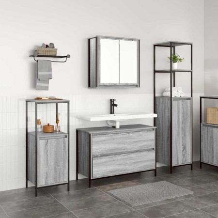 Juego de muebles de baño 3 pcs Gris sonoma 90 x 34.5 x 60 cm
