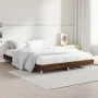 Oak brown engineered wood bed frame 140x190 cm by vidaXL, Beds and slatted bases - Ref: Foro24-832076, Price: 117,21 €, Disco...