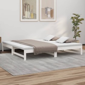 Sofá cama extraíble madera maciza de pino blanco 2x(100x200) cm